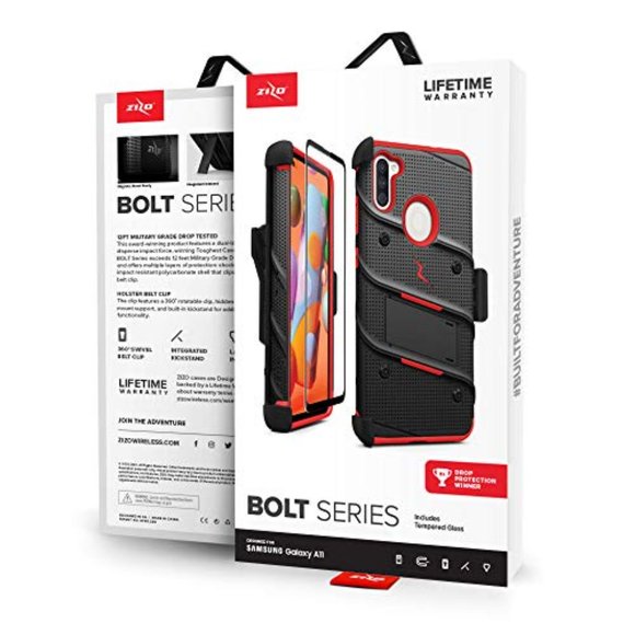 Bolt Series Samsung Galaxy A11 Case with Screen Protector Kickstand Holster La